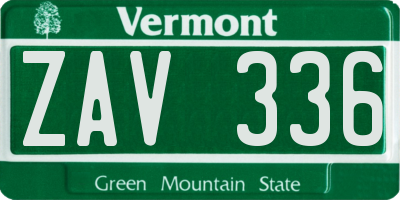 VT license plate ZAV336
