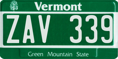 VT license plate ZAV339