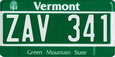 VT license plate ZAV341