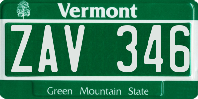 VT license plate ZAV346