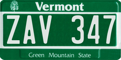 VT license plate ZAV347