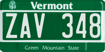 VT license plate ZAV348
