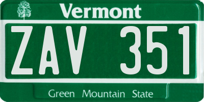 VT license plate ZAV351