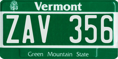 VT license plate ZAV356