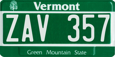VT license plate ZAV357