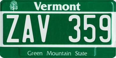 VT license plate ZAV359