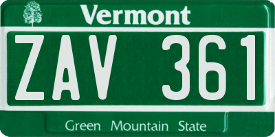 VT license plate ZAV361