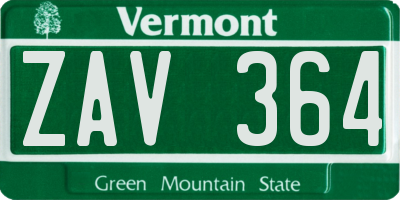 VT license plate ZAV364