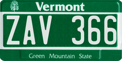 VT license plate ZAV366