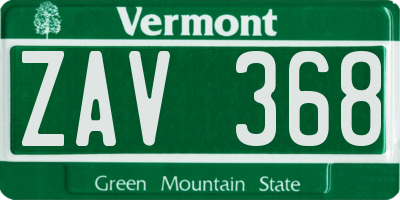 VT license plate ZAV368
