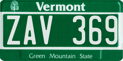 VT license plate ZAV369