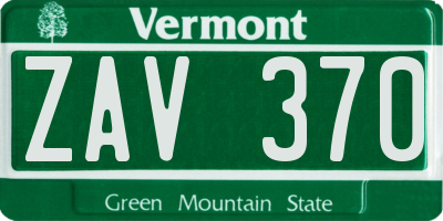 VT license plate ZAV370