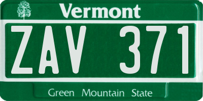 VT license plate ZAV371