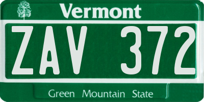 VT license plate ZAV372