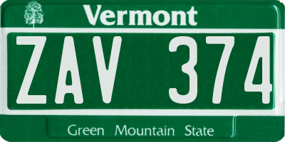 VT license plate ZAV374