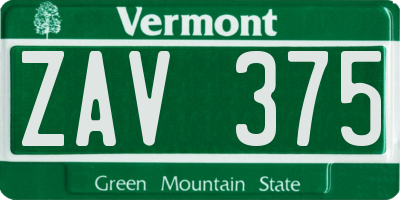 VT license plate ZAV375