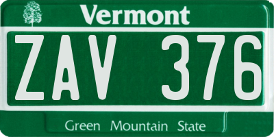 VT license plate ZAV376