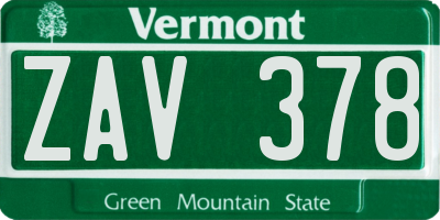 VT license plate ZAV378