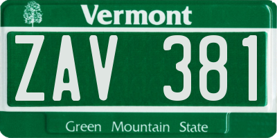 VT license plate ZAV381
