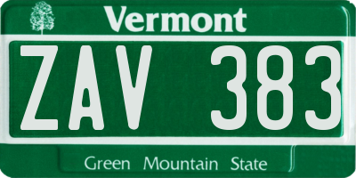 VT license plate ZAV383