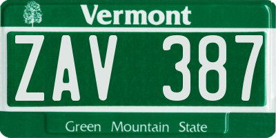 VT license plate ZAV387