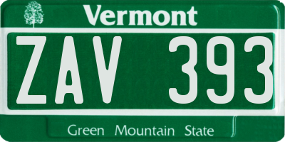 VT license plate ZAV393