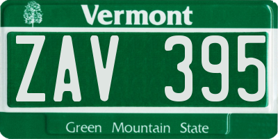 VT license plate ZAV395
