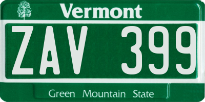 VT license plate ZAV399