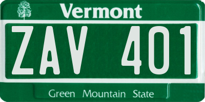 VT license plate ZAV401