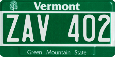 VT license plate ZAV402