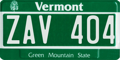 VT license plate ZAV404