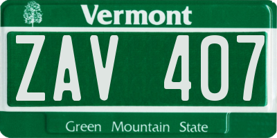 VT license plate ZAV407