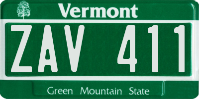 VT license plate ZAV411