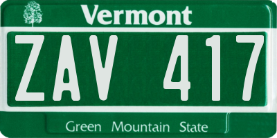 VT license plate ZAV417