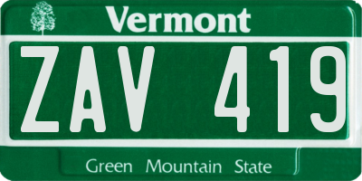 VT license plate ZAV419