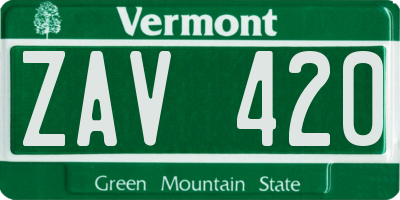 VT license plate ZAV420