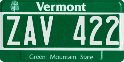 VT license plate ZAV422