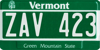 VT license plate ZAV423