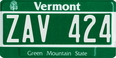VT license plate ZAV424