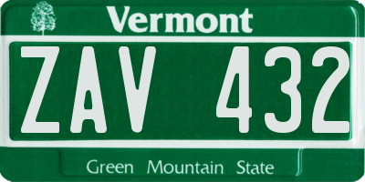 VT license plate ZAV432