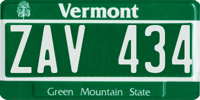 VT license plate ZAV434