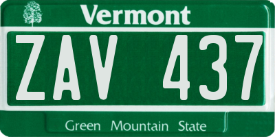 VT license plate ZAV437