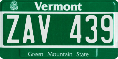 VT license plate ZAV439