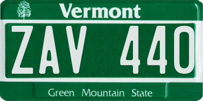 VT license plate ZAV440