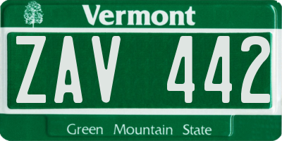 VT license plate ZAV442