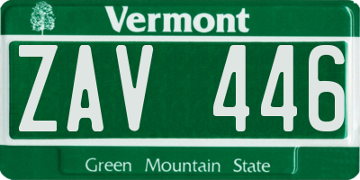 VT license plate ZAV446