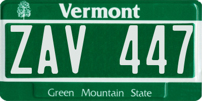 VT license plate ZAV447