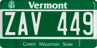 VT license plate ZAV449