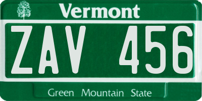 VT license plate ZAV456