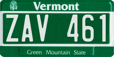 VT license plate ZAV461